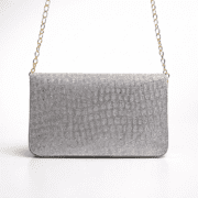 Rose Shimmer Croc-Embossed Evening Bag – Gold Chain Strap Crossbody & Clutch - Image 2