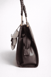 Elegant Quilted Brown Shoulder Handbag with Cute Teddy Charm – Stylish Women’s Crossbody Purse - Image 3