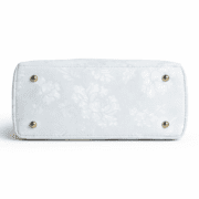 Elegant White Floral Embossed Handbag with Gold Chain Handles – Luxury Women’s Shoulder Bag - Image 3