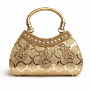 Luxury Gold Bridal Clutch Bag with Top Handle – Elegant Evening Handbag for Weddings, Parties, and Receptions – Embellished Trellis Pattern Ethnic Purse - Image 3