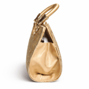 Luxury Gold Bridal Clutch Bag with Top Handle – Elegant Evening Handbag for Weddings, Parties, and Receptions – Embellished Trellis Pattern Ethnic Purse - Image 2