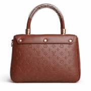 Luxury Brown Monogram Top Handle Handbag for Women – Premium Structured Flap Bag with Gold Detail - Image 3