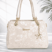 Elegant Floral Print Beige Handbag for Women (Premium Chain Handle Shoulder Tote Bag)
