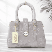 Elegant Floral Print Panda Lock Handbag for Women (Premium Grey Shoulder Bag)
