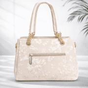 Elegant Floral Print Beige Handbag for Women (Premium Chain Handle Shoulder Tote Bag) - Image 2