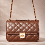 Luxury Brown Quilted Chain Strap Shoulder Bag for Women – Elegant Flap Crossbody Handbag