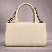 Cream Beige Elegant Top Handle Handbag for Women – Minimal Luxury Shoulder Tote with Chain Strap - Image 2