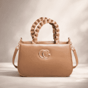 Elegant Tan Braided Handle Crossbody Handbag