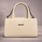 Cream Beige Elegant Top Handle Handbag for Women – Minimal Luxury Shoulder Tote with Chain Strap