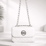 Elegant White Chain‑Strap Mini Crossbody Handbag
