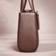 Classic Brown Top Handle Handbag for Women – Premium Leather-Look Tote with Chain Accent Strap - Image 2
