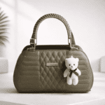 Elegant Quilted Handbag with Teddy Charm – Premium Women’s Top Handle Purse