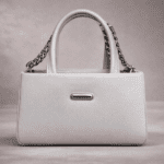 Elegant Grey Top Handle Handbag for Women – Minimal Structured Tote with Chain Strap