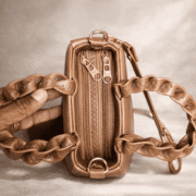 Elegant Tan Braided Handle Crossbody Handbag - Image 2