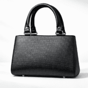 Elegant Black Textured Handbag for Women – Premium Structured Top Handle Tote with Gold Accent - Image 2