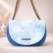 Elegant Blue Floral Print Chain Sling Bag for Women