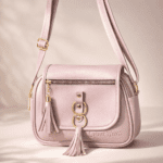 Blush Pink Stylish Sling Bag for Women – Trendy Crossbody Handbag with Tassel & Gold Detail