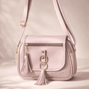 Blush Pink Stylish Sling Bag for Women – Trendy Crossbody Handbag with Tassel & Gold Detail
