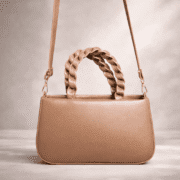 Elegant Tan Braided Handle Crossbody Handbag - Image 3